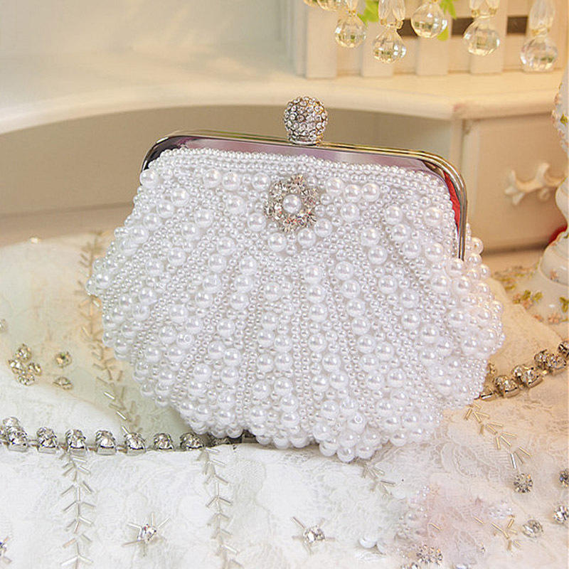 Luxury Bags Direct - Luksusowa torebka kopertówka z perłami, ręcznie