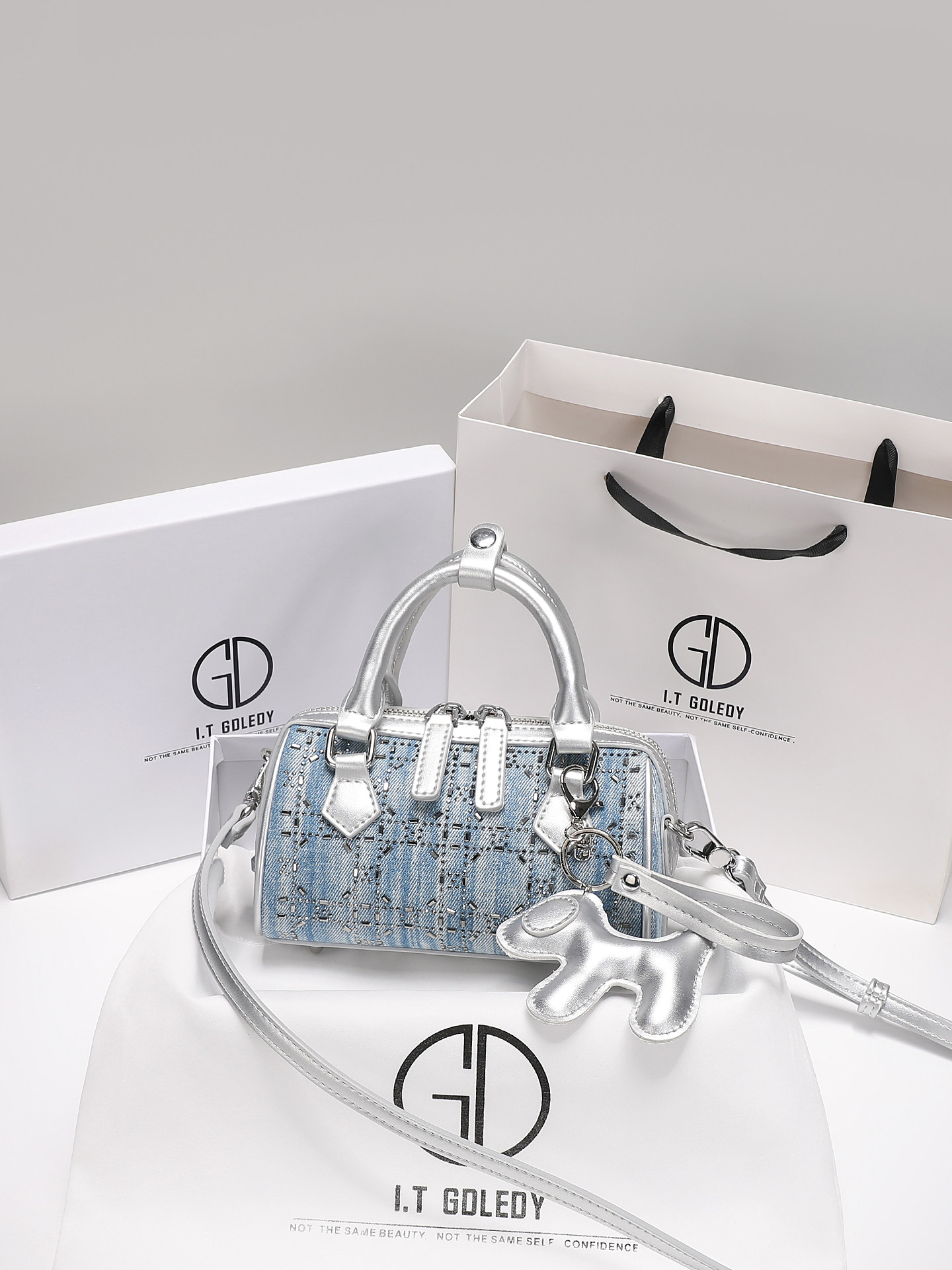 Luxury Bags Denim - Luksusowa i klasyczna torebka Boston do