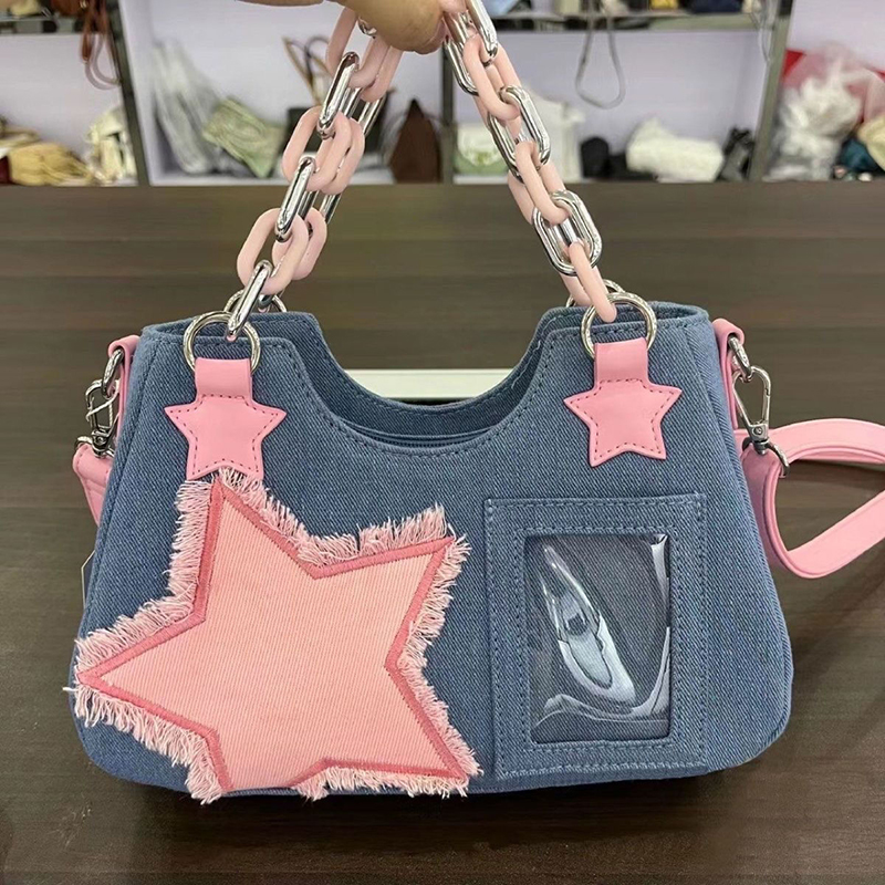 Luxury Bags Denim - Dżinsowe damskie torby shopper na ramię,